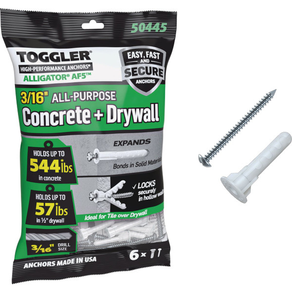 Toggler Alligator #8 x 1-1/4 In. Concrete & Drywall Anchors (6-Count) 50445