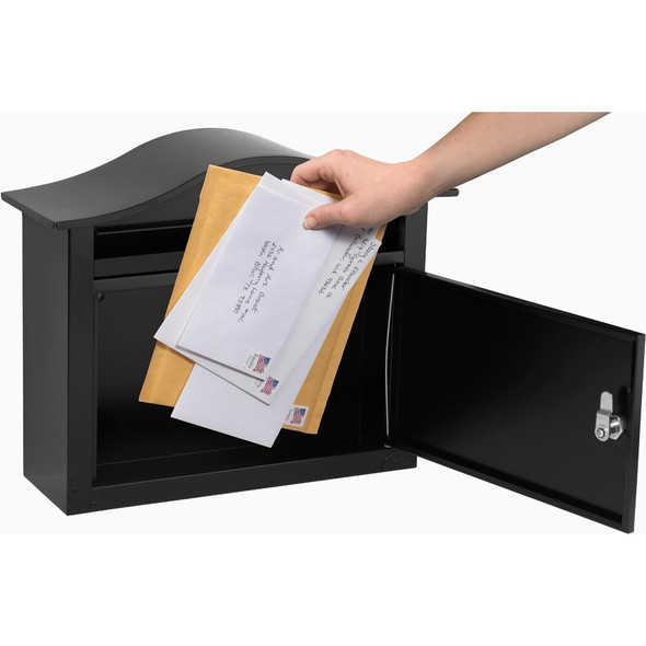 Architectural Mailboxes Saratoga Medium Steel Black Locking Wall Mount Mailbox 2550B-10 240935