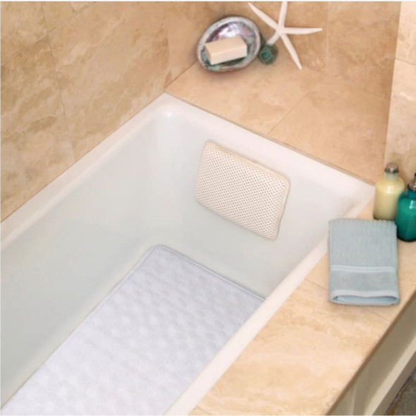 ConTact 14 In. x 24 In. White Circles Bath Mat BMAT-C4L04-04 618070