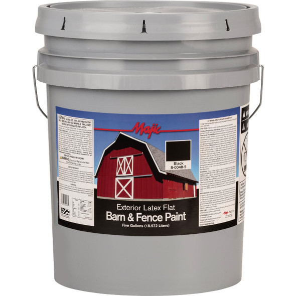 MAJIC Barn & Fence Exterior Latex Flat Paint, Black, 5 Gal. 130268/8-0048-5