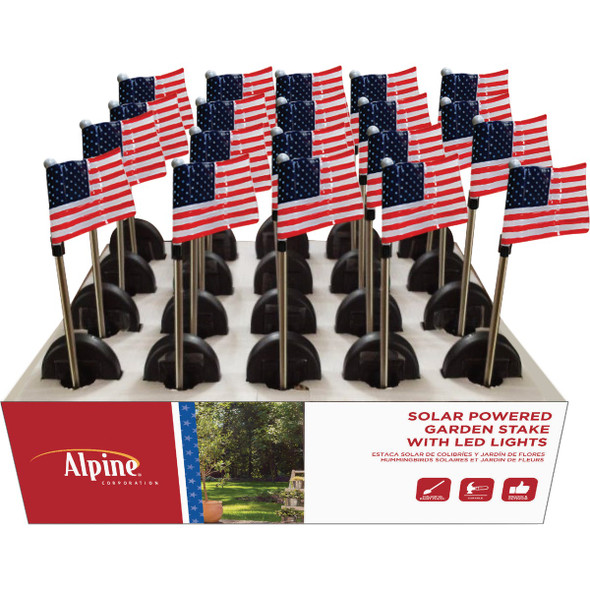 Alpine Solar LED USA Flag Garden Stake Light