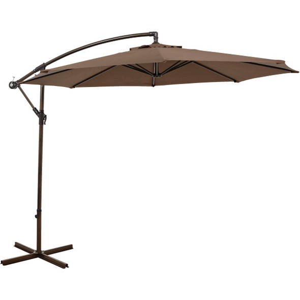 10 Ft. Round Steel Offset Brown Patio Umbrella - PFAS Free 860351