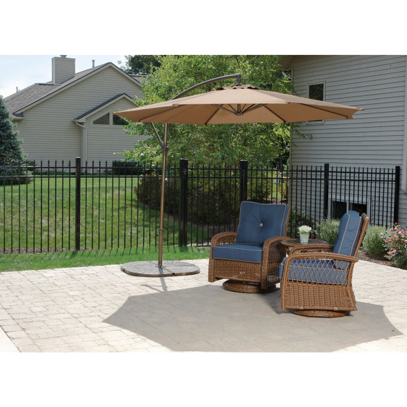 10 Ft. Round Steel Offset Brown Patio Umbrella - PFAS Free
