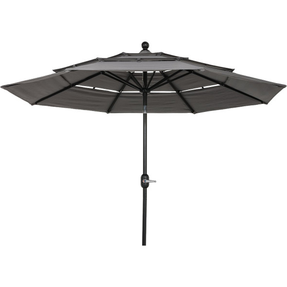 9 Ft. 3-Tier Tilt/Crank Smoke Gray Patio Umbrella - PFAS Free 866710