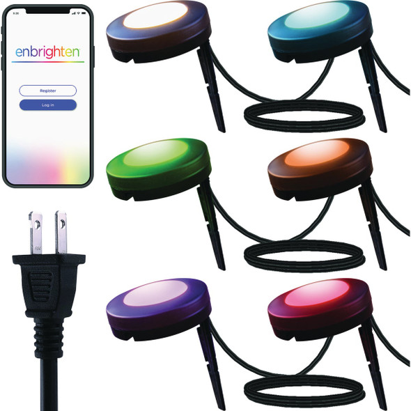 Enbrighten WiFi Large Puck Landscape Lights (6-Pack) 58103
