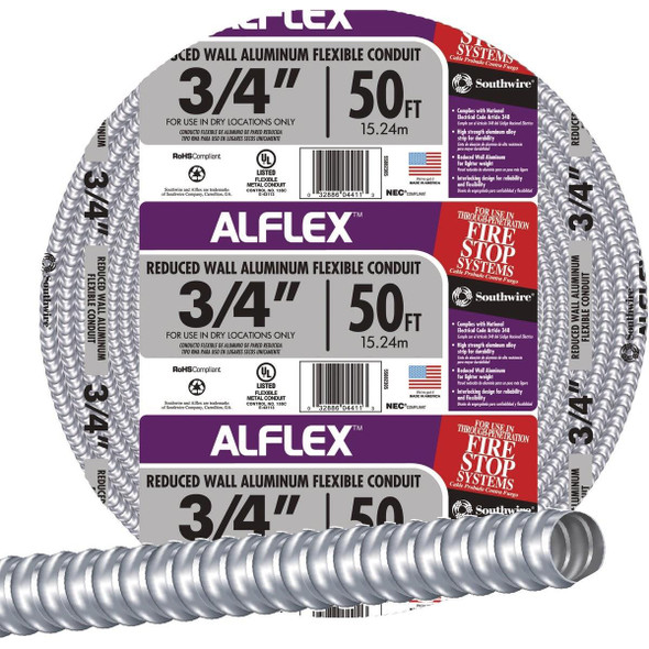55082305 Southwire 3/4 In. x 50 Ft. Aluminum Flexible Flexible Metal Conduit