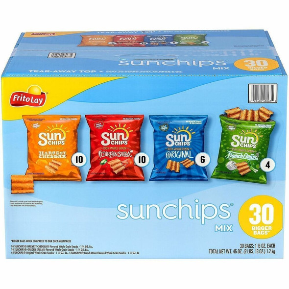 Sun Chips Mix Box - Harvest Cheddar, Original, French Onion - 30/Bag - 1 Carton