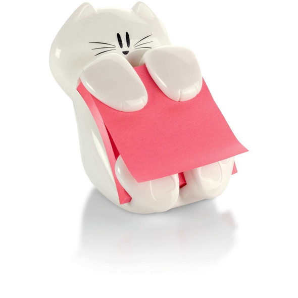Post-it&reg; Notes Cat Dispenser - 3" x 3" Note - 100 Note Capacity - White