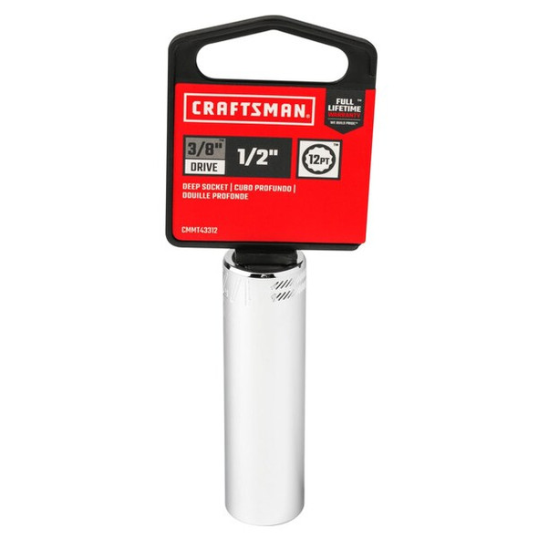 Craftsman Sockets, 1/2" S x 3/8" Drive S SAE 12 Po, CMMT43312 CMMT43312