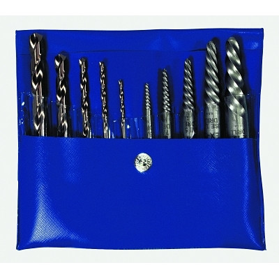 Hanson® 10-pc Spiral Extractor and Drill Bit Combo Pack, EX-1 to EX-5 Extractors, 5/64 in to 19/64 in Drill Bits