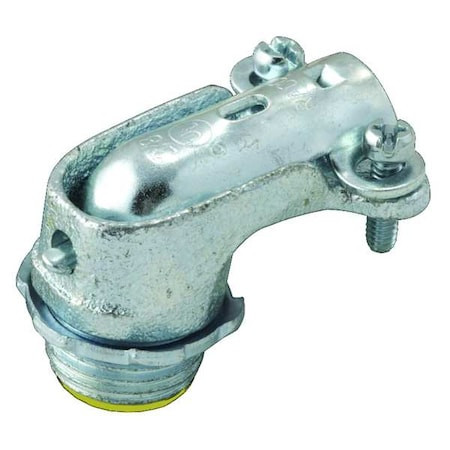 Flexible AC/MC Grounding Connector, 2 in, Push-On, Iron, Zinc Plated, Gray