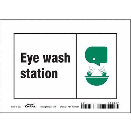 Eye Wash Station, 7 in W x 5 in H, Horizontal Rectangle, Vinyl, 470Z07