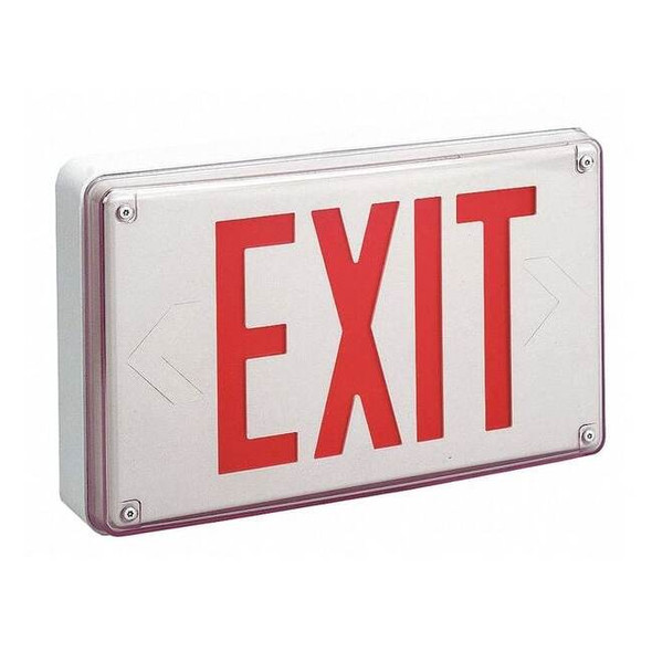 Exit Sign, White, 2 Face(s), LED, Universal Mount, Not Battery Powered