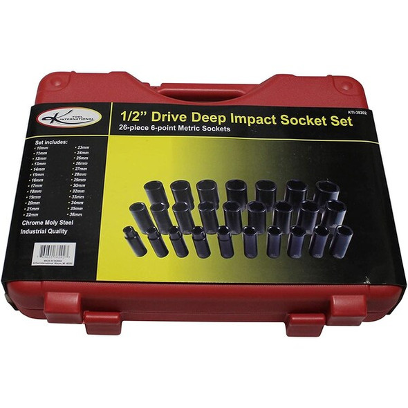 K-Tool International Mtrc Deep Impct Socket Set,1/2"Dr,26pcs. KTI-38202