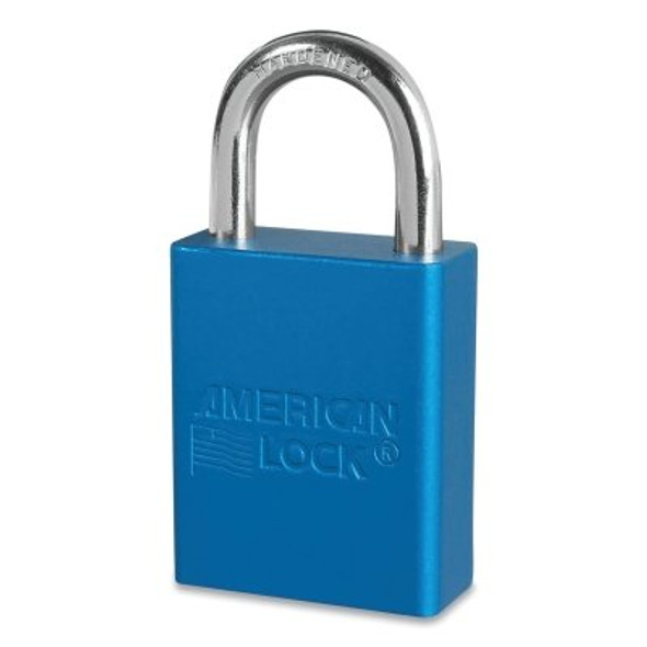 Anodized Aluminum Safety Padlock, 1/4 in dia, 1 in L, 25/32 in W, Blue, Keyed Alike, Keyed - 08170 Anodized Aluminum Safety Padlock, 1/4 in dia, 1 in L, 25/32 in W, Blue, Keyed Alike, Keyed - 08170