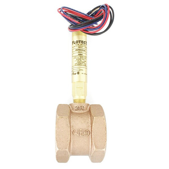 Mini-size flow switch, brass upper and lower body, 2" NPT, brass tee.