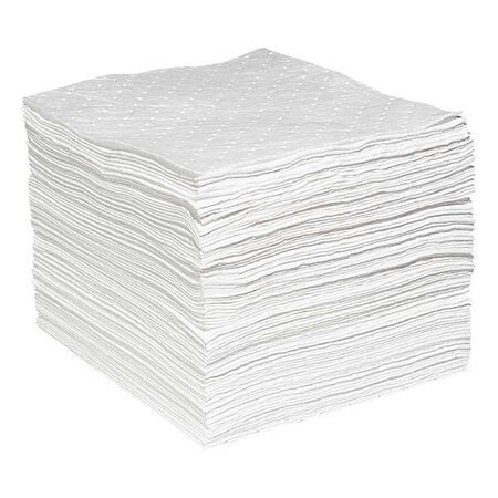 Spilltech Sorbent Pad, 20 gal, 15 in x 19 in, Oil, White, Polypropylene WPD100H