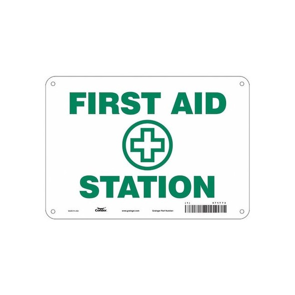 First Aid Station, 10 in W x 7 in H, Vertical Rectangle, Polyethylene, 471T73