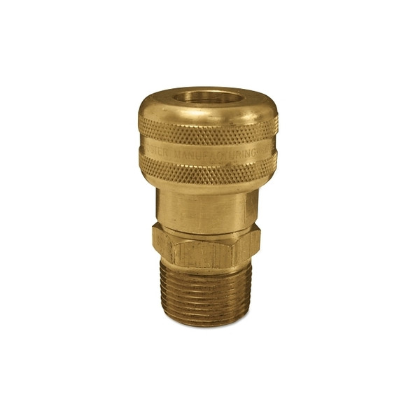 Air Chief Industrial Semi-Auto Coupler, Pipe Thread, 1/4 in Body Size, 3/8 in (NPT) M, Brass