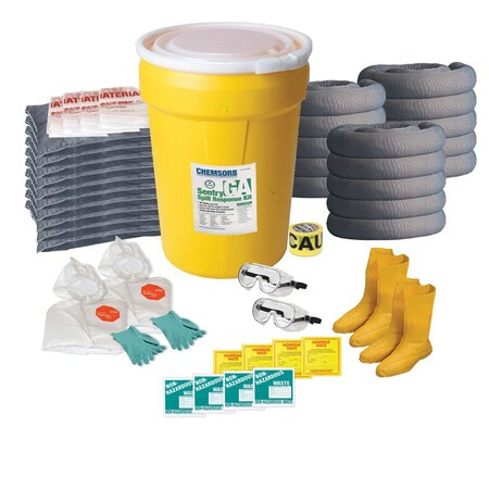 Spill Kit, 30 gal Volume Absorbed per Kit, 55 gal Capacity, Drum