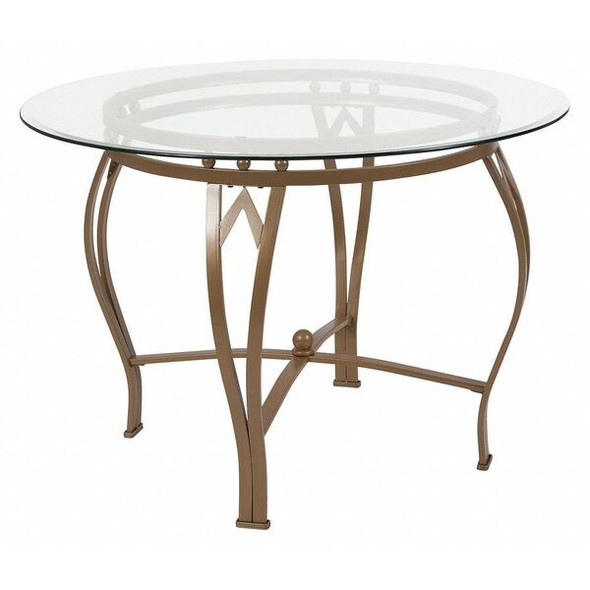 Flash Furniture Dining Table,Matte Gld Mtl,Rnd Glss,42" XU-TBG-9-GG