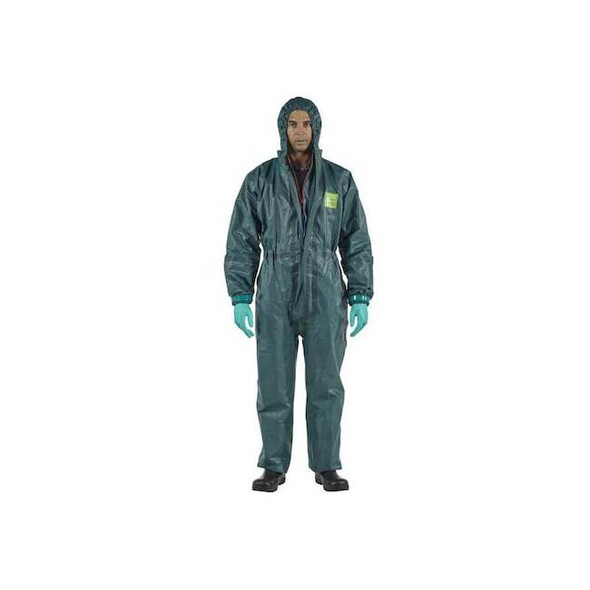 Chemical Resistant Coverall, 4Xl, Green, Chemical Laminate