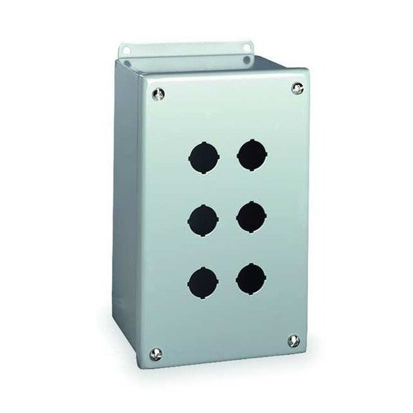 Wiegmann PushButtonEnclosure,30mm,6Hole,CarbSteel PBXD6