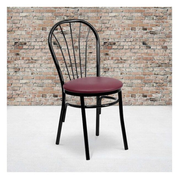 HERCULES Series Fan Back Metal Chair - Burgundy Vinyl Seat,PK2