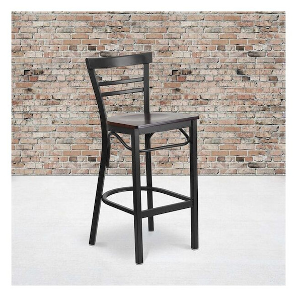 Flash Furniture Black Ladder Stool-Wal Seat,PK2 2-XU-DG6R9BLAD-BAR-WALW-GG