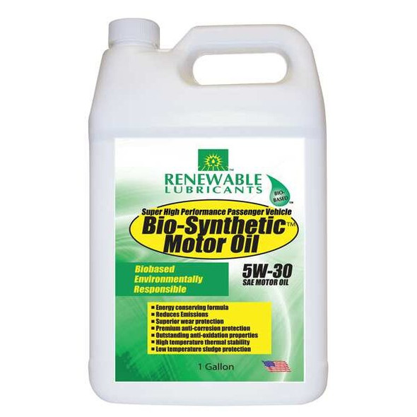 Renewable Lubricants Engine Oil,5W-30,Bio-Synthetic,1gal 85123
