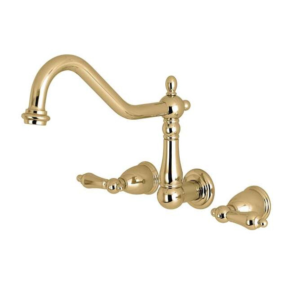Kingston Brass Roman Tub Faucet, Polished Brass, Wall Mount KS1022AL