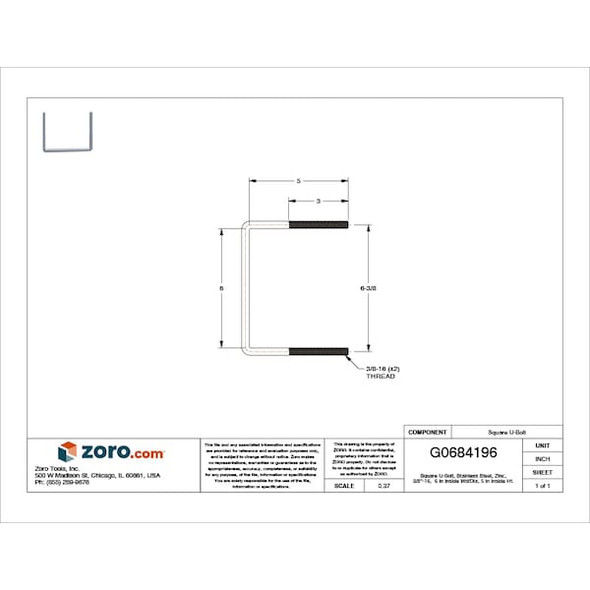 Manufacturer Varies Square U-BoltInside H 5 in U17267.037.0605 Manufacturer Varies Square U-BoltInside H 5 in U17267.037.0605