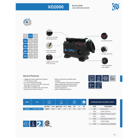AR Blue Clean 2000 PSI 1.9 GPM Cold Water Electric Pressure Washer