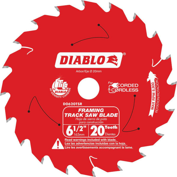 Diablo 6-1/2 In. 20-Tooth Framing Track Saw Blade D0620TSR
