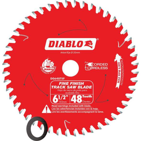 Diablo 6-1/2 In. 48-Tooth Fine Finish Track Saw Blade D0648TSF