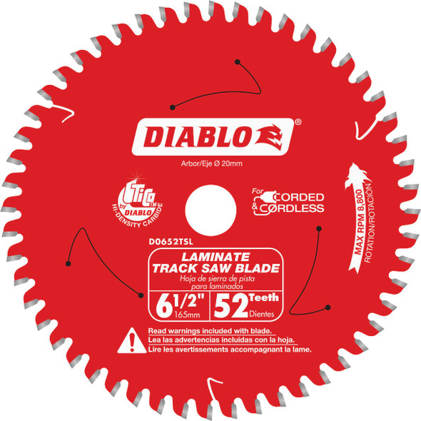 Diablo 6-1/2 In. 52-Tooth Laminate Track Saw Blade D0652TSL