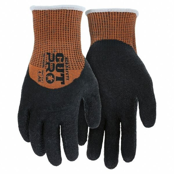 Coated Gloves, Latex, Crinkle, 4-Mar, 4 Abrasion Level, L 1 PR