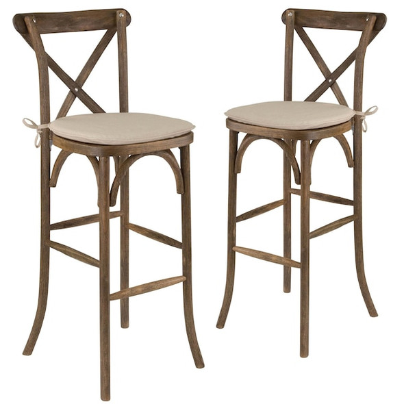 Flash Furniture Antique Cross Back Barstool,PK2 2-XA-X-BAR-GO-BC-GG
