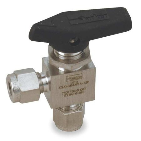 Parker 1/4" Compr Stainless Steel Mini Ball Valve Angle 4A-MB4APFA-SSP