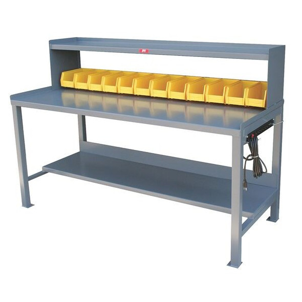 Heavy Duty Fixed Work Bench, Steel, 72" W, 34" Height, 3000 lb., Straight