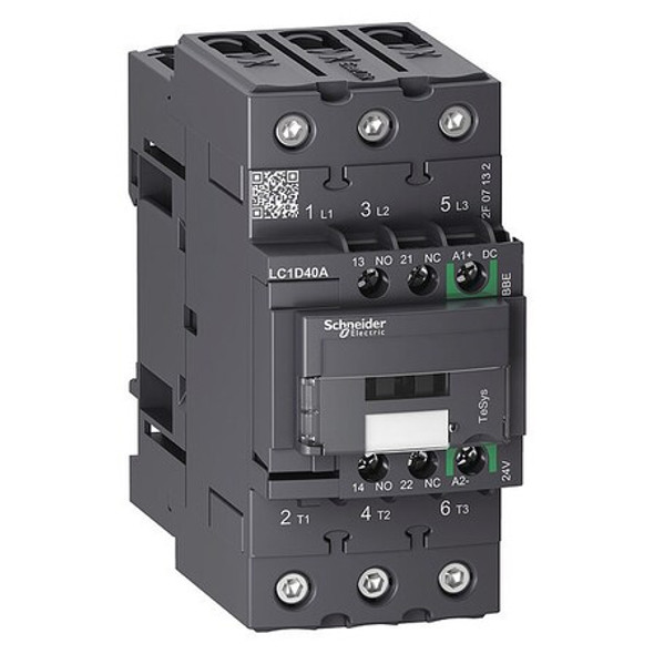 IEC Magnetic Contactor, 1NC/1NO, 24V DC, 3 P, Non-Reversing, Screw Clamp