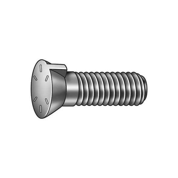 Bucket Tooth Plow Bolt, 1"-8 Thrd Sz, 5 in L, Flat Head, Alloy Steel, Plain