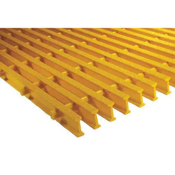 Fiberglass Pultruded Grating, 36 in Span, Grit-Top Surface, ISOFR Resin, Yellow