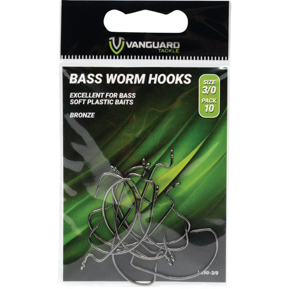 Vanguard Size 2/0 Bass Worm Hooks (10-Pack) VJ90-2/0