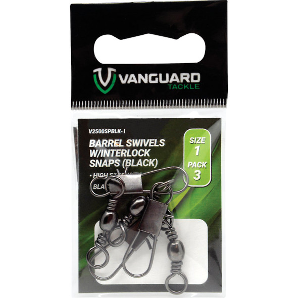 Vanguard Size 7 Barrel Swivel with Interlock Snaps (6-Pack) V2500SPBLK-7