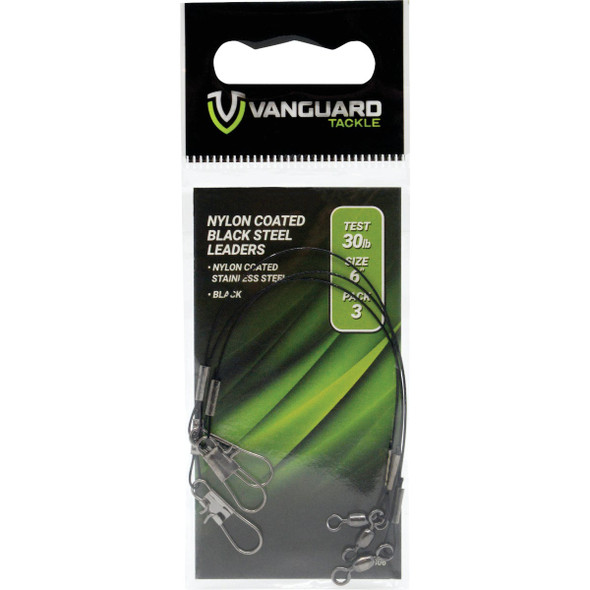 Vanguard 30 Lb. 6 In. Nylon Coated Black Steel Leader (3-Pack) VWLB306
