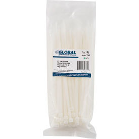 Global Industrial 8"" Cable Zip Ties Natural with UV 75 Lb. 100 Pack