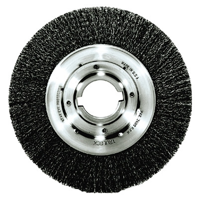 Medium-Face Crimped Wire Wheel, 10 in dia x 1-1/8 in W Face, 0.014 in Steel Wire, 3600 RPM