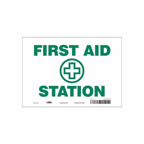 First Aid Station, 10 in W x 7 in H, Vertical Rectangle, Vinyl, 471T75