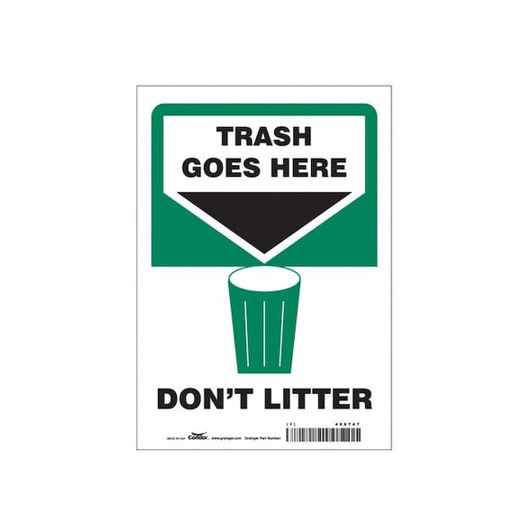 Don't Litter, 7 in W x 10 in H, Horizontal Rectangle, Vinyl, 468T47